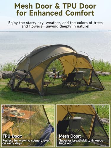 MC TOMOUNT 2~3 Person Camping Tent with Stove Jack - 4 Season Dome Shelter Tent, 40D Nylon, Ultralight Aluminum Poles, Dou...