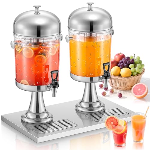 Beverage Dispenser, 4.5 Gallon Drink Dispensers for Parties, Stainless Steel Drink Dispenser with Ice Core, Drip Tray, Bev...