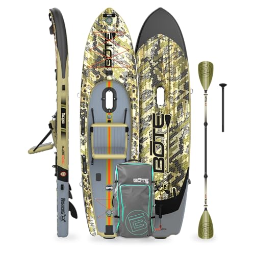 BOTE Rackham Aero Inflatable Stand Up Fishing Paddle Board Blow Up iSUP 12 FT 4” Adult Kids Family Friendly APEX Pedal Dri...