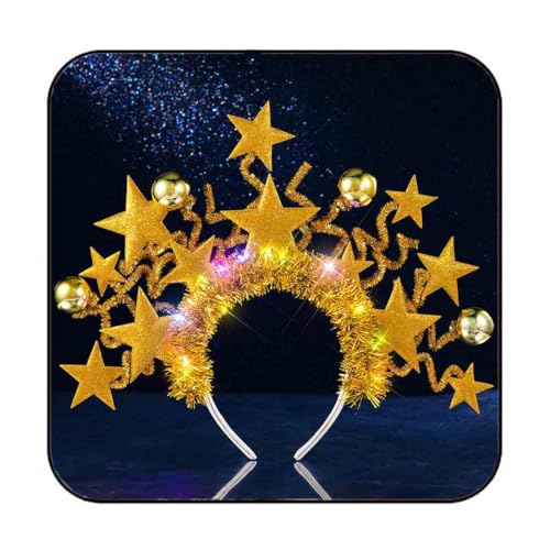 JAKAWIN Light Up Star Crown Headband Glowing Headpiece Led Rave Costume Hair Accessories for Women