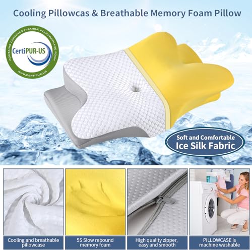 Cervical Neck Pillow for Sleeping - Ergonomic Side Sleeper Pillow for Pain Relief, Contour Cervical Pillow for Neck Suppor...