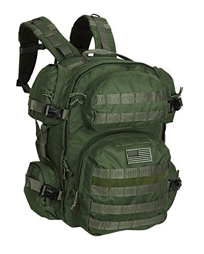 Men's Large OD Green Expandable Tactical Molle Hydration-Ready Backpack Daypack Bag