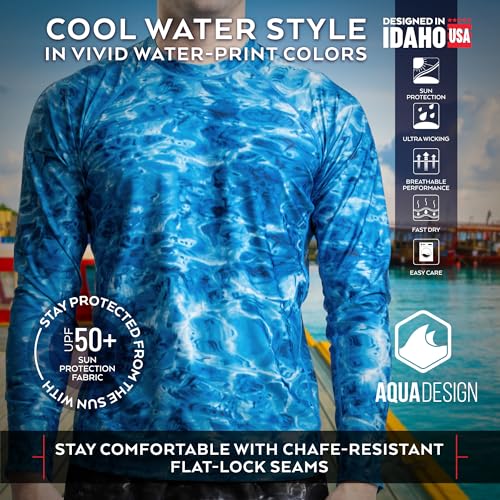 Aqua Design Mens Rash Guard Long Sleeve Water Shirt, Swimming Shirts for Men