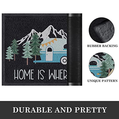 comfoyar Camper RV Door Mat, Home is Where We Park It Camping Door Mat for Campervan Caravan Motorhomes, Decorative Camp D...