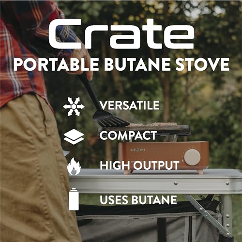 Gas One Butane Fuel Camp Stove – Crate Series - Mini Stove for Camping, Hiking – Portable Gas Stove with Spiral Flame – Ev...
