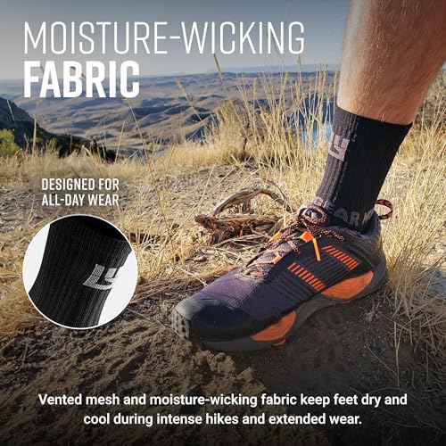MudGear Crew Length Hiking Socks - Mid-Calf Trekking Socks - Non-Wool Wilderness Hiking Socks - Men and Women - 2-Pack