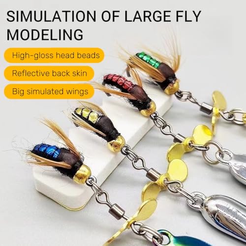 5PCS Spinners-Spinnerbaits Lures-Swimming or Jigging Fishing Spinners with Two-Way Spinning Spoons System-Outdoor Fishing ...