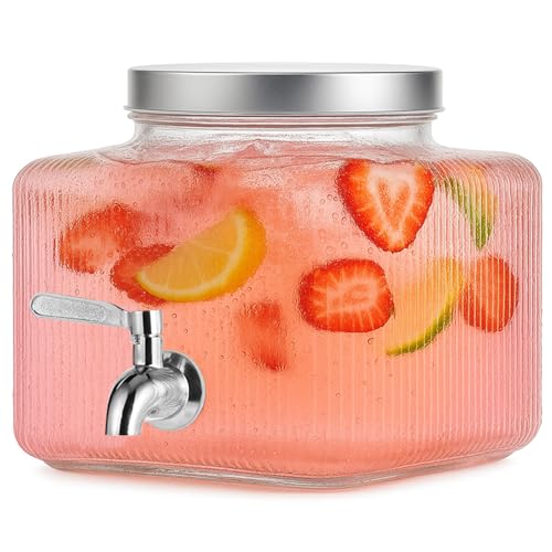1 Gallon Drink Dispensers for Parties,Beverage Dispenser for Fridge with Leakproof Stainless Steel Spigot, Ideal for Wate...