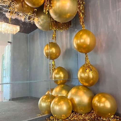 PartyWoo Metallic Gold Balloons 4pcs 36 Inch Extra Large Big Jumbo Giant Chrome Gold Latex Helium Balloons for Graduation ...