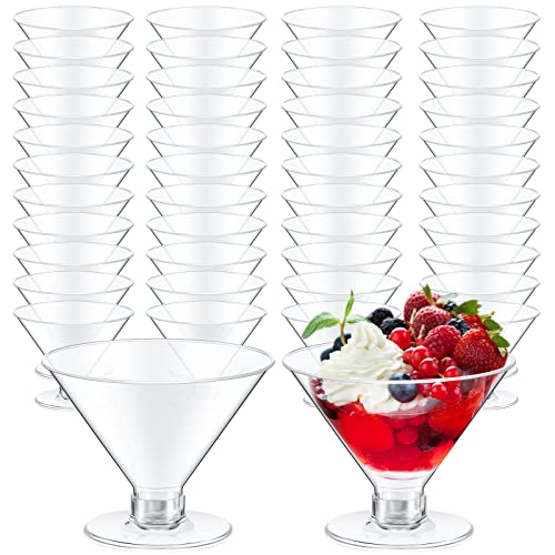 Yinkin 24 Pcs 5 oz Plastic Martini Glasses Disposable Clear Cocktail Dessert Parfait Glasses Unbreakable Mini Martini Cups...
