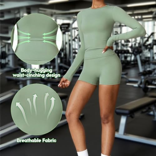 Women's Long Sleeve Workout Top Quick Dry Slim Fit Athletic Shirt Yoga Gym Activewear Lightweight Stretchable Sportswear