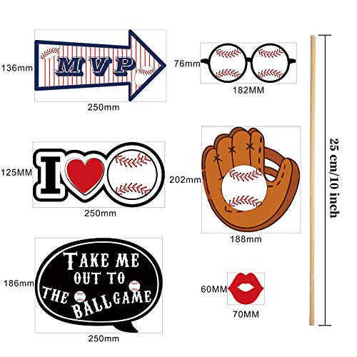 Baseball Photo Booth Props Kit Baseball Theme Party Birthday Party Supplies Trophy Tie Ball Camera Props Kit for Adults, 2...