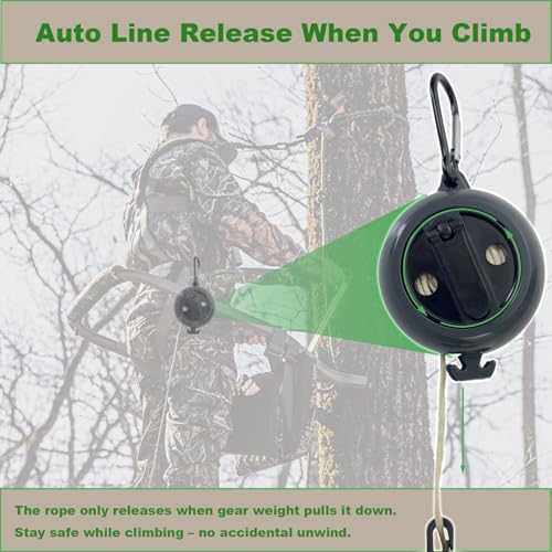 newganbo Retractable Treestand Bow Hoist with 33ft Tangle-Free Rope – Silent Gear Lift System for Bow, Crossbow, Backpack...