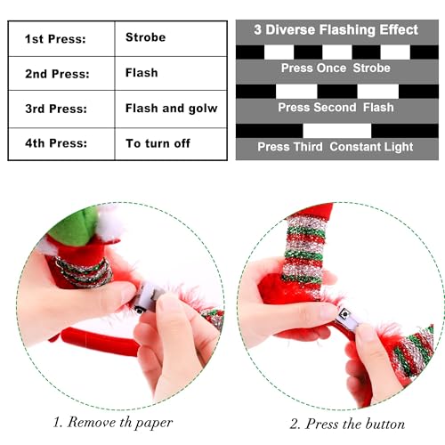 Fovths 2 Pack Christmas LED Headbands Xmas Headbands Light Up Costume Headwear Accessories Glowing Hair Hoop for Christmas