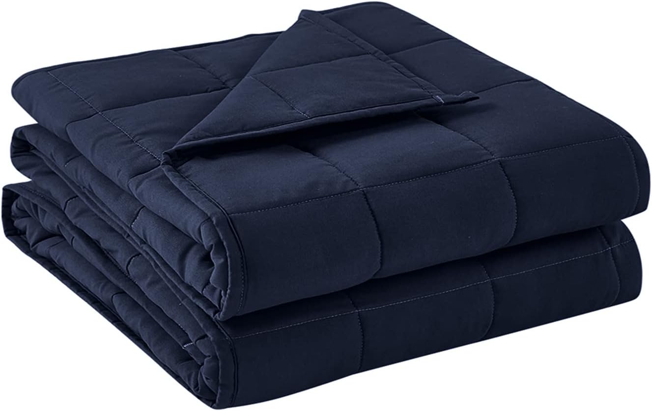 BB BLINBLIN Weighted Blanket Heavy Blanket for Cool & Restful Sleep, Premium Soft Material and Glass Beads (Navy Blue, 60''x80'' 25lbs), Suit for One Person(~240lb) Use on Queen/King Bed