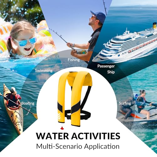 Manual Inflatable Life Jackets for Adults Life Vests PFD Low Profile Load Capacity Up to 330lbs