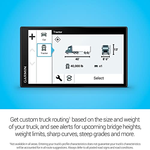 Garmin dezl OTR610, Large, Easy-to-Read 6" GPS Truck Navigator, Custom Truck Routing, High-Resolution Birdseye Satellite I...