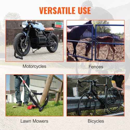 VEVOR Bike Chain Lock, 5.91 Ft Combination Bicycle Chain Lock with 4 Keys, Heavy Duty Anti-Theft High Security Bike Locks, Perfect for Bike, Motorcycle, Scooter, Bicycle, Door, Fence or Gate, 10mm