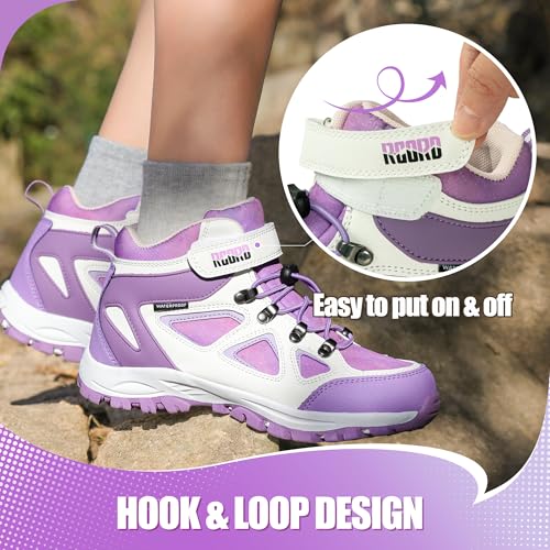 R CORD Kids Hiking Boots Waterproof & Breathable, Durable TPR Traction Outsole, Anti-Skid, Athletic Drawstring Closure, Un...