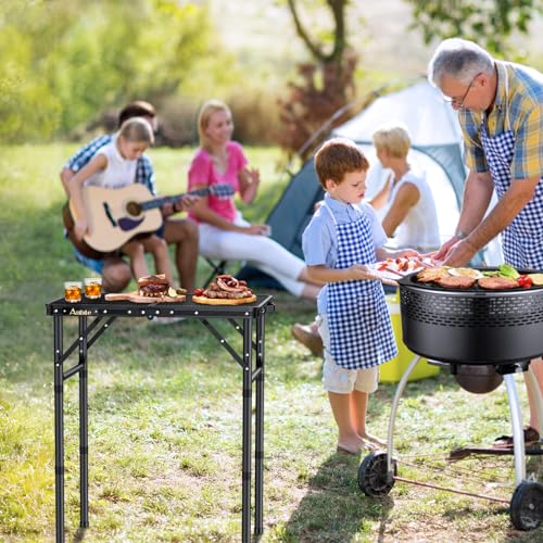 Anbte Folding Grill Table, Aluminum Camping Table Adjustable Height Max 27.5" Picnic Table Outdoor Table, Lightweight, Por...