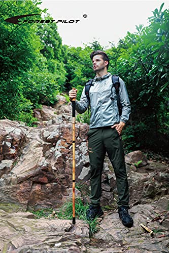 FOREST PILOT Trekking Poles- 1-pc Pack - Adjustable Hiking or Walking Stick –Strong, Natural Beech Wood - Quick Adjust Fli...