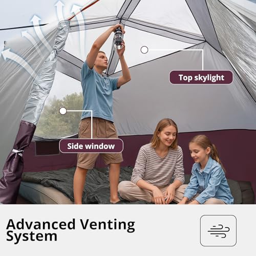 Camping Tents 4/6 Person Pop Up Instant Tent - Setup in 60s for Family Camping, Windproof Design, Family Cabin Tent with R...