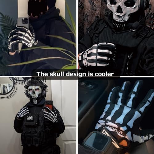 Azarxis Skeleton Gloves Adjustable Lightweight Racing Skull Sports Work Bone Gloves Anti-Slip Breathable for Men & Women M...