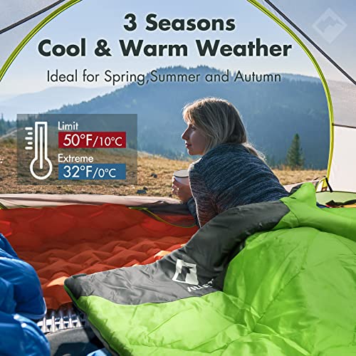 VILLEY Camping Sleeping Bag for Adults Boys and Girls, Lightweight Compact Backpacking Sleeping Bag for Outdoor, Travelin...