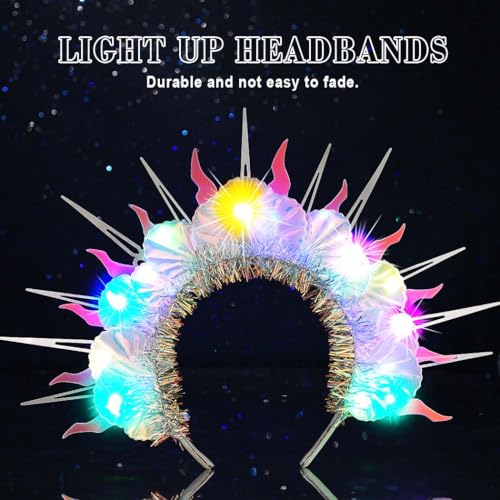 Bessney Light Up Headband Glowing Mermaid Headbands LED Rave Festival Hair Accessories for Women