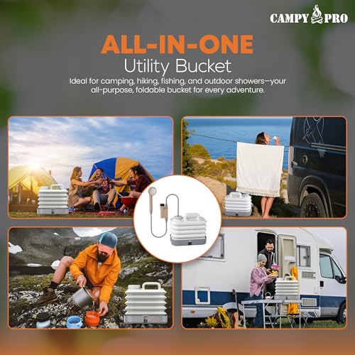Campy Pro Collapsible Water Bucket, BPA Free Water Jug, Camping Water Bottle, Portable Water Tank for Outdoor, Gardening, ...