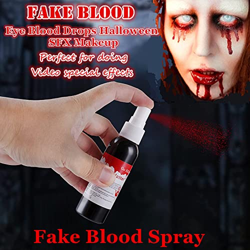 Go Ho Blood Splatter Fake Blood Washable(2.1 oz),Halloween Fake Blood Spray Eye Blood Drops Body Paint,Fake Blood for Clot...