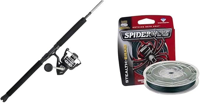 PENN 7’ Pursuit IV 2-Piece Fishing Rod and Reel Inshore Spinning Combos, 7’, Durable and Lightweight & SpiderWire Stealth®...