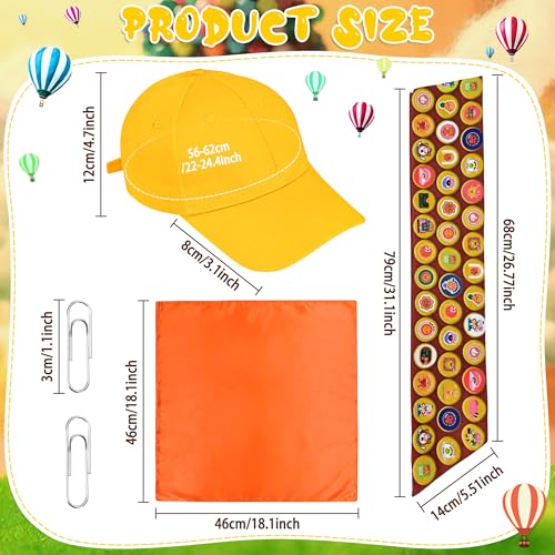 Vifcotlyp Scout Costume Set, Wilderness Explorer Costume Scout Accessories with Hat Sash Scarf for Adults Men Women (3PCS)