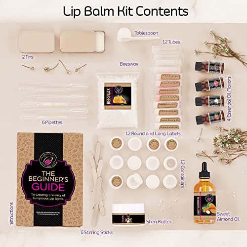 CraftZee 𝗣𝗥𝗘𝗠𝗜𝗨𝗠 Lip Balm Making Kit. DIY Lip Gloss Pack, Natural Beeswax, Shea Butter, Sweet Almond Oil, Essential...