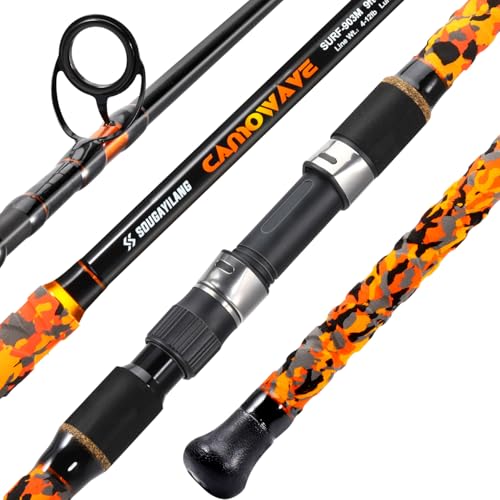Sougayilang Surf Spinning Fishing Rod Carbon Travel Surf Rod M/MH 3 Piece Spinning Fishing Rod 9'/10'/11'/12'