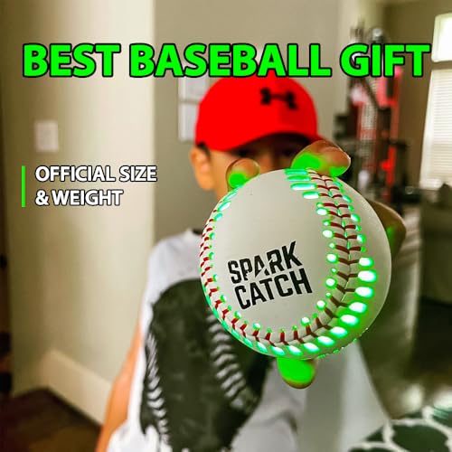 SPARK CATCH Light Up Baseball, Glow in The Dark Baseball, Sports Gear Accessories Gifts for Boys 8 9 10 11 12 13 14 15 Yea...