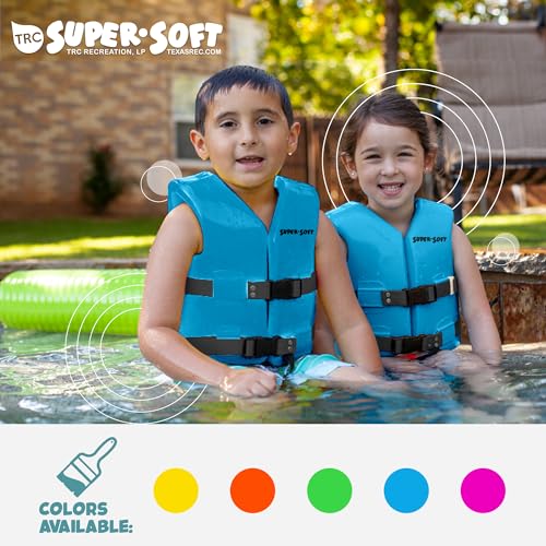TRC Recreation Super Soft Child Size X Small Life Jacket USCG Approved Vinyl Coated Foam Swim Vest for Kids Swimming Pool ...