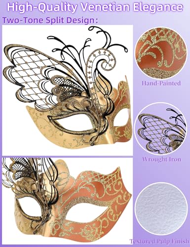 Ubauta Various Butterfly Rhinestone Metal Venetian Women Mask for Masquerade/Mardi Gras Party/Sexy Costume Ball/Wedding