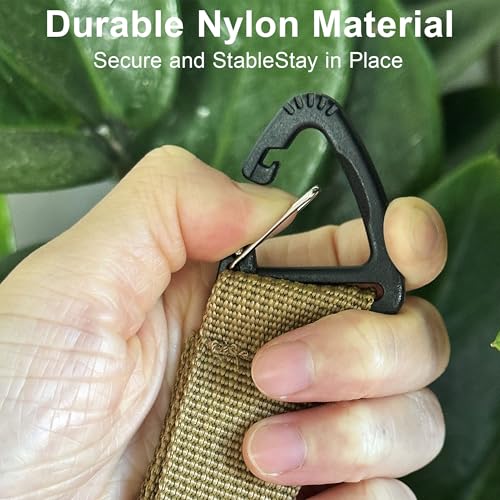 Tactical Key Ring Chain, D-Ring Snap Clip Carabiner, Multifunction Keychain Webbing Belt Holder 4PCS, Gear Hook for Hiking...