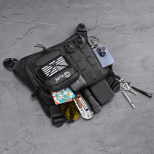 CVLIFE Outdoor Chest Bag for Men, Tactical Chest Pack, Adjustable Running Vest Bag, Lightweight Anti-theft EDC Rig for Hiking