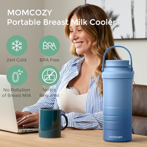 Momcozy 22oz Portable Breast Milk Cooler for Outdoor, Life Saver with 360° Total Cooling for 24 Hours, Larger Capacity Tra...