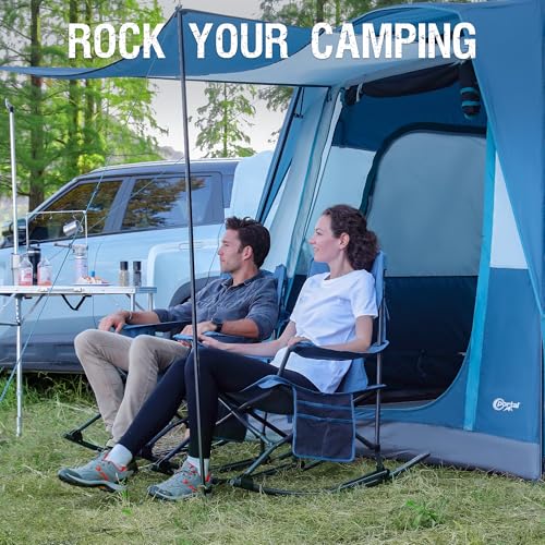 Portal Outdoor Rocking Chair Camping Folding Portable Rocker with Cup Holder Side Pocket Carry Bag, Support 350LBS (Mesh B...