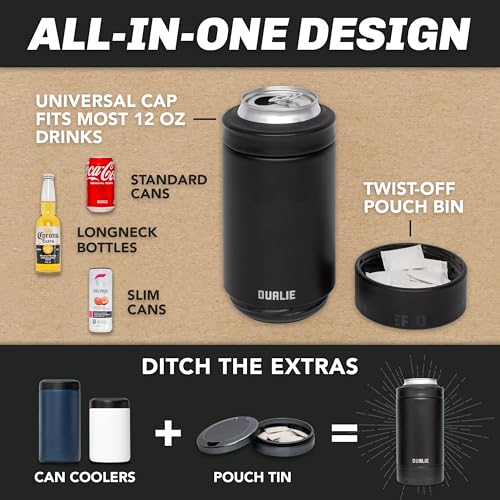 DUALIE Lower Deckie - Insulated 12 oz Can Cooler with Pouch Container - Universal Drink Holder with Built-in Pouch Bin - C...