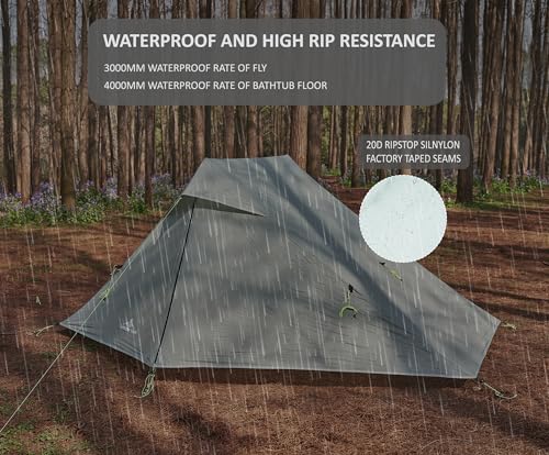 Nature Link Altair Two Ultralight Backpacking Tent, 2 Person Trekking Pole Backpacking Tent, Waterproof, Compact, 3 Seaso...