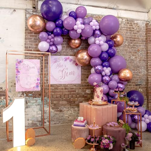 PartyWoo Purple Balloon Arch Kit Garland 140pcs Different Sizes of 18 12 10 5 Inch Dark Royal Light Pastel Metallic Purple...