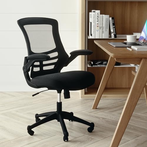 Flash Furniture Kelista Mid-Back Swivel Office Chair with Adjustable Seat Height, Ergonomic Mesh Desk Chair with Flip-Up A...