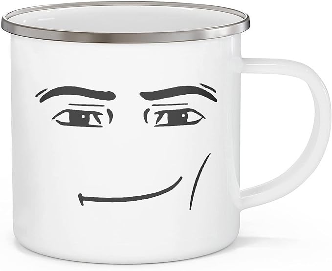 Serious Guy Face Camping Mug - Gamer Mug - Best Idea Gift - 12 oz Enamel Campfire Mugs, Gifts For Friends And Coworkers