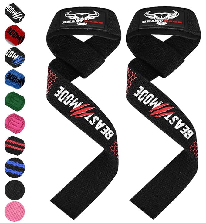 BEAST RAGE Lifting Wrist Straps for Weightlifting, Straps Gym Grip Power Workouts Lifting Straps Padded Cotton Men Women Wrap Lift, Deadlift Bodybuilding Weight Lifting Exercise Straps (Silicone)