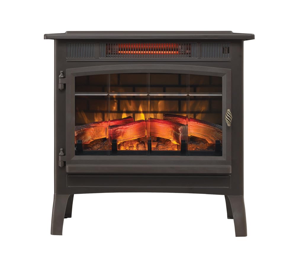duraflame Freestanding Electric Fireplace Stove Heater with 3D Flame Effect for 1,000 Sq. Ft, Bronze