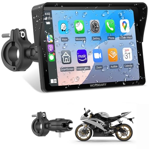 2025 Wonsidary W722 for Motorcycle CarPlay & Android Auto,7" Waterproof Smart GPS Navigation System Screen,Car Play Moto w...